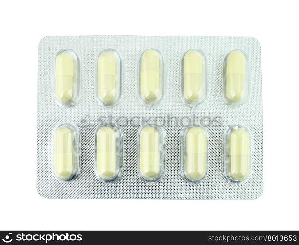 pills pack on white background