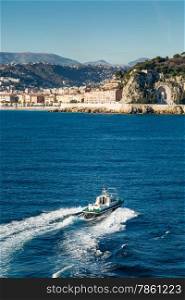 Pilot boat heading back to Nice harbour in the south of France