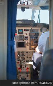 Pilots in the plane cockpit