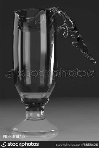 pilsner glass footed 3D illustration on dark background