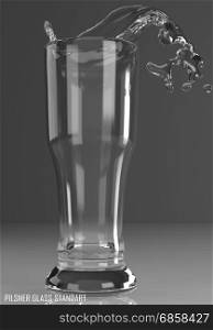 pilsner glass standart 3D illustration on dark background