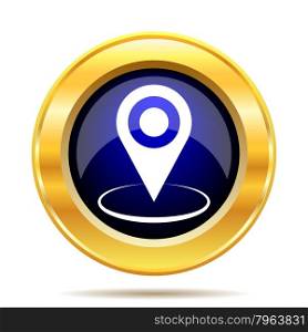 Pin location icon. Internet button on white background.