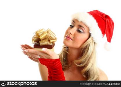 pin-up santa girl and christmas gift