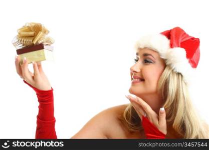 pin-up santa girl and christmas gift