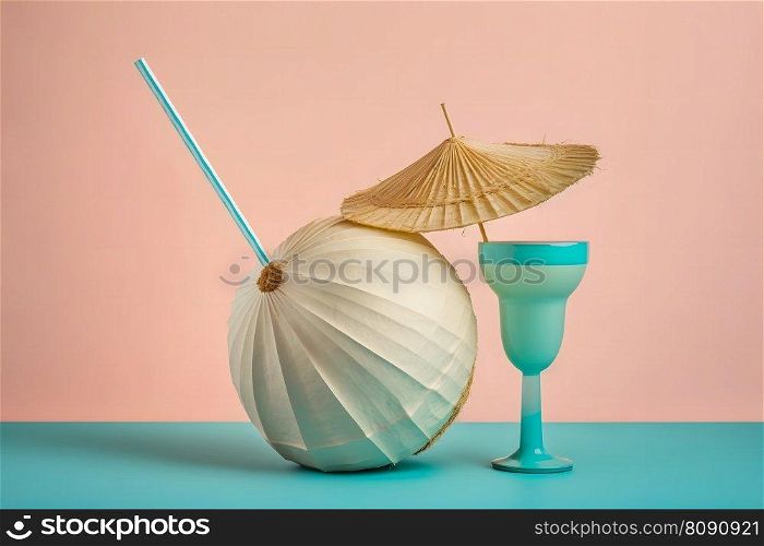 Pinacolada cocktail. Summer beach mood. Neural network AI generated art. Pinacolada cocktail. Summer beach mood. Neural network AI generated