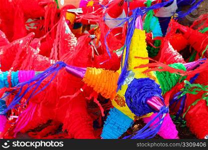 pinatas star shape mexican traditional party colorful celebration