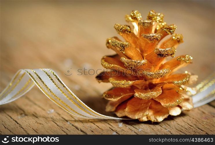 Pine cones isolated on old wood