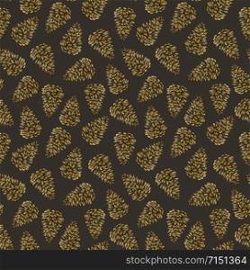 Pine cones pattern on a brown background. For printing on fabric, cards, home decor.