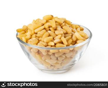 Pine nuts isolated on white background with clipping path. Pine nuts