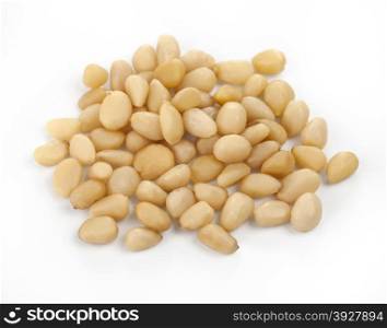 Pine nuts on a white background. with clipping path