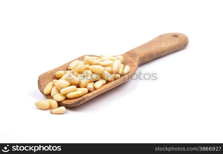 Pine nuts on white