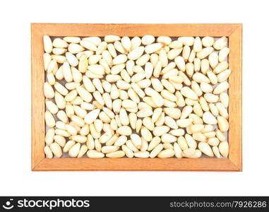 Pine nuts on white