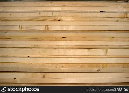 Pine slats stack as a building material in rural areas