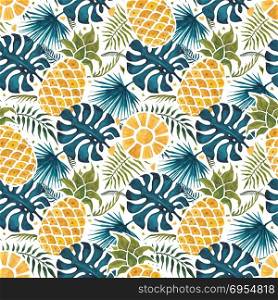 Pineapple background. Watercolor Seamless pattern.. Pineapple background. Hand Drawn illustration. Watercolor Seamless pattern