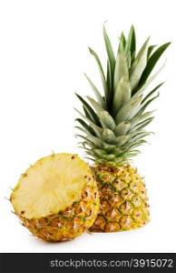 Pineapple cut in half isolated on a white background