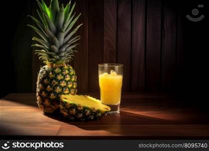 Pineapple drink. Summer food juice. Generate Ai. Pineapple drink. Generate Ai