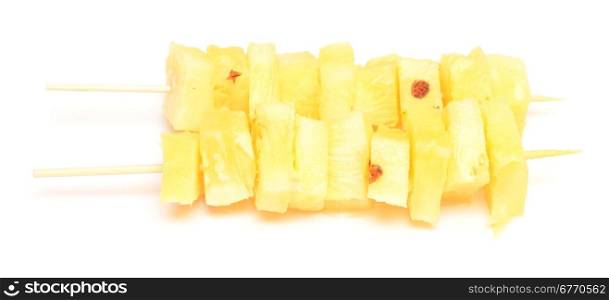 pineapple kebab isolated on white background