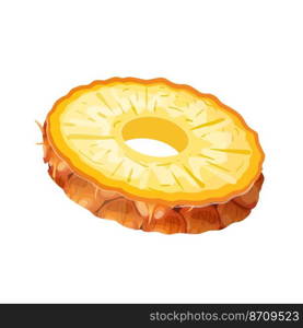 pineapple ring cartoon. slice fruit, round cut, circle food, tropical canned, yellow piece, sliced sweet, juicy pineapple ring vector illustration. pineapple ring cartoon vector illustration