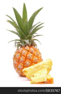 Pineapple tropical fruit or ananas isolated on white background cutout