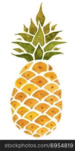 Pineapple. Watercolor illustration.. Pineapple. Isolated on white background. Watercolor Hand Drawn illustration.