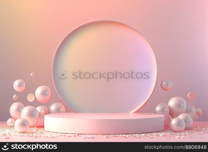 pink abstract 3d podium illustration with pedestal for displaying products