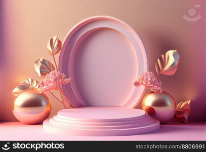 pink abstract 3d podium illustration with pedestal for displaying products