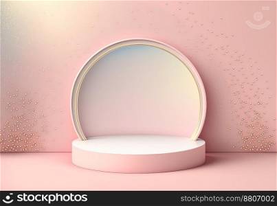pink abstract 3d podium illustration with pedestal for displaying products