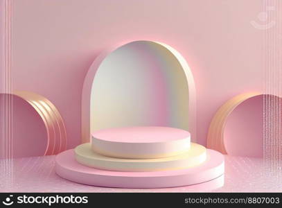 pink abstract 3d podium illustration with pedestal for displaying products