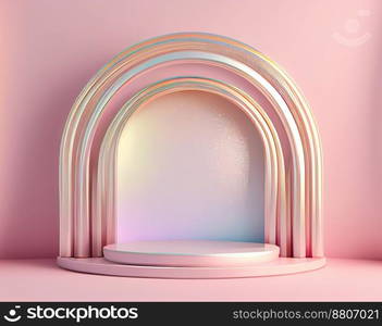 pink abstract 3d podium illustration with pedestal for displaying products