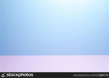 Pink and blue Studio Background for product placement or as a design template with wall angle in a full frame view. Horizontal