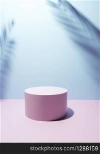 Pink and blue Studio Background with stand for product placement or as a design template with wall angle in a full frame view. Horizontal