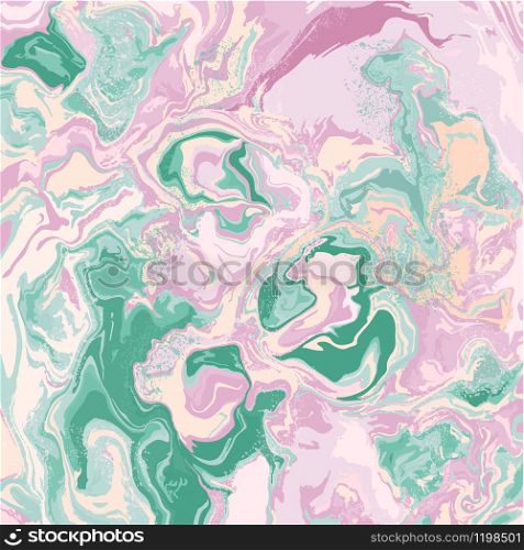 Pink and turquoise swirls marble texture background. Mixed paint blush background. For wallpapers, banners, posters, cards, invitations, design covers, presentation. Chic trendy vector illustration.. Pink and turquoise swirls marble texture background.