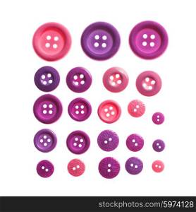 Pink and violet buttons isolated on white. The buttons isolated