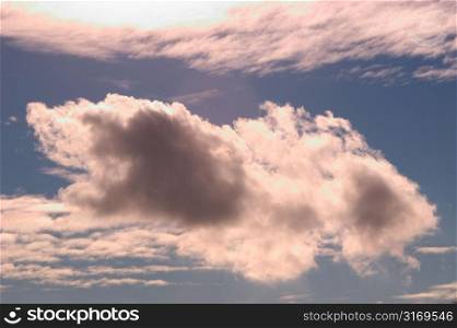 Pink And White Cloud In A Blue Sky
