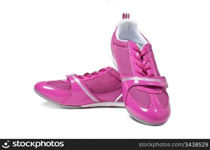 pink athletic shoes isolated on white