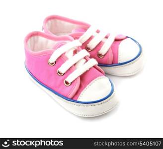 Pink baby footwear - gymshoes isolated on white