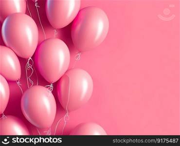 Pink backdrop withπnk balloons. Ge≠rative AI.