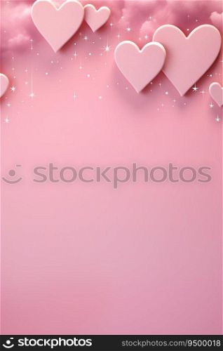 Pink background with hearts, stars and copy space. It&rsquo;s a girl backdrop with empty space for text. Baby shower or birthday invitation, party. Women&rsquo;s Day. Baby girl birth announcement. Generative AI. Pink background with hearts, stars and copy space. It&rsquo;s a girl backdrop with empty space for text. Baby shower or birthday invitation, party. Women&rsquo;s Day. Baby girl birth announcement. Generative AI.