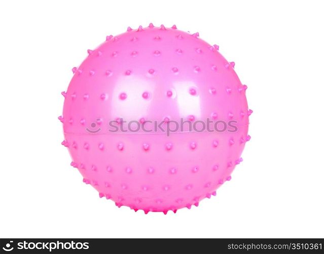 Pink ball with spikes isolated on a over white background
