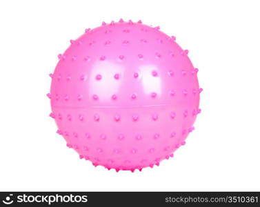 Pink ball with spikes isolated on a over white background