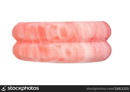 Pink bath sponge isolated on white background