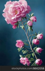 Pink blooming rose 3d illustrated