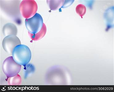 pink blue and purple balloons on light background