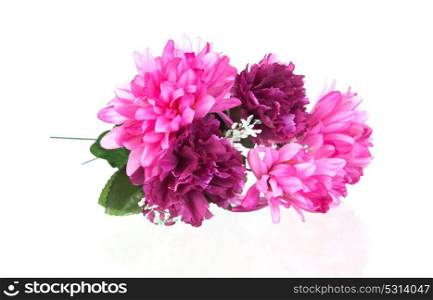 Pink bouquet of flowers isolated on a white background with reflection
