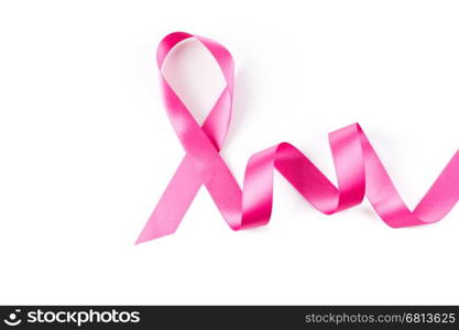 Pink breast cancer ribbon isolated on white background