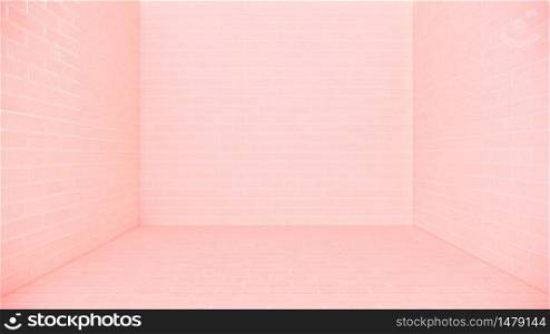 pink brick floor and brick wall background. 3D rendering