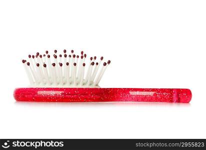 Pink brush isolated on the white background