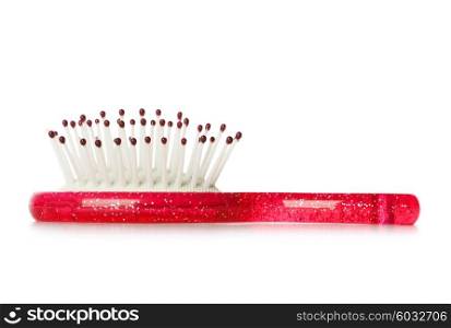 Pink brush isolated on the white background