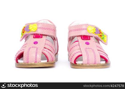 pink child&rsquo;s sandals isolated on white