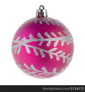 Pink christmas ball on white background